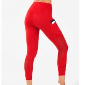 Fabletics high waisted red Moto 7/8 pocket legging